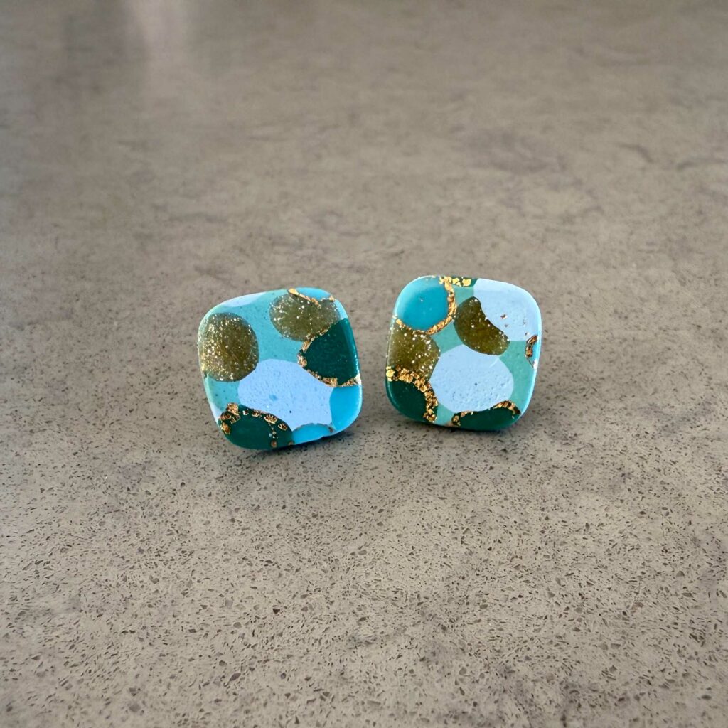 Hoopla Blue Large Square Stud