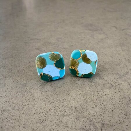 Hoopla Blue Large Square Stud