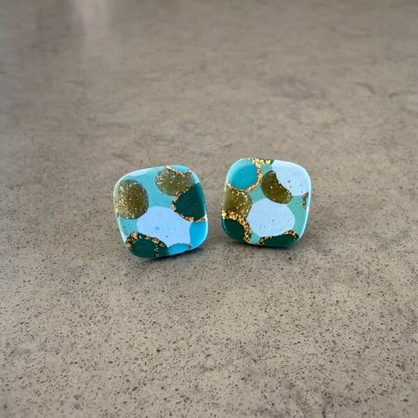 Hoopla Blue Large Square Stud