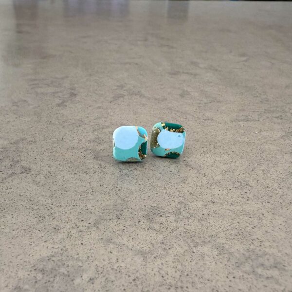 Hoopla Blue Small Square Stud