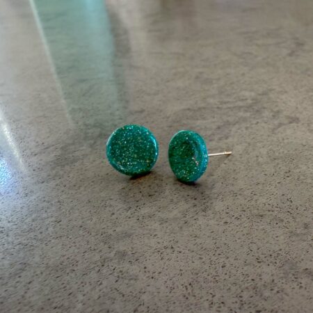 Green Sparkle Small Round Stud