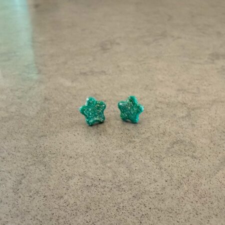 Green Sparkle Small Star Stud