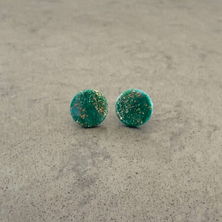 Green Sparkle Medium Round Stud