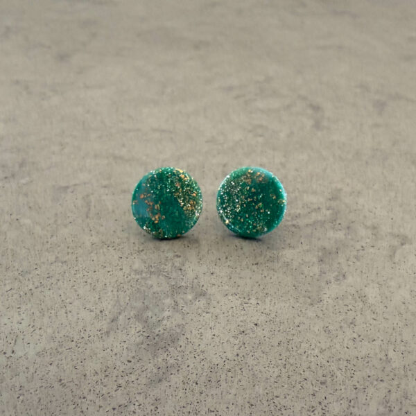 Green Sparkle Medium Round Stud