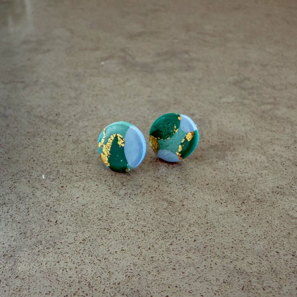 Hoopla Blue Small Round Stud - 1