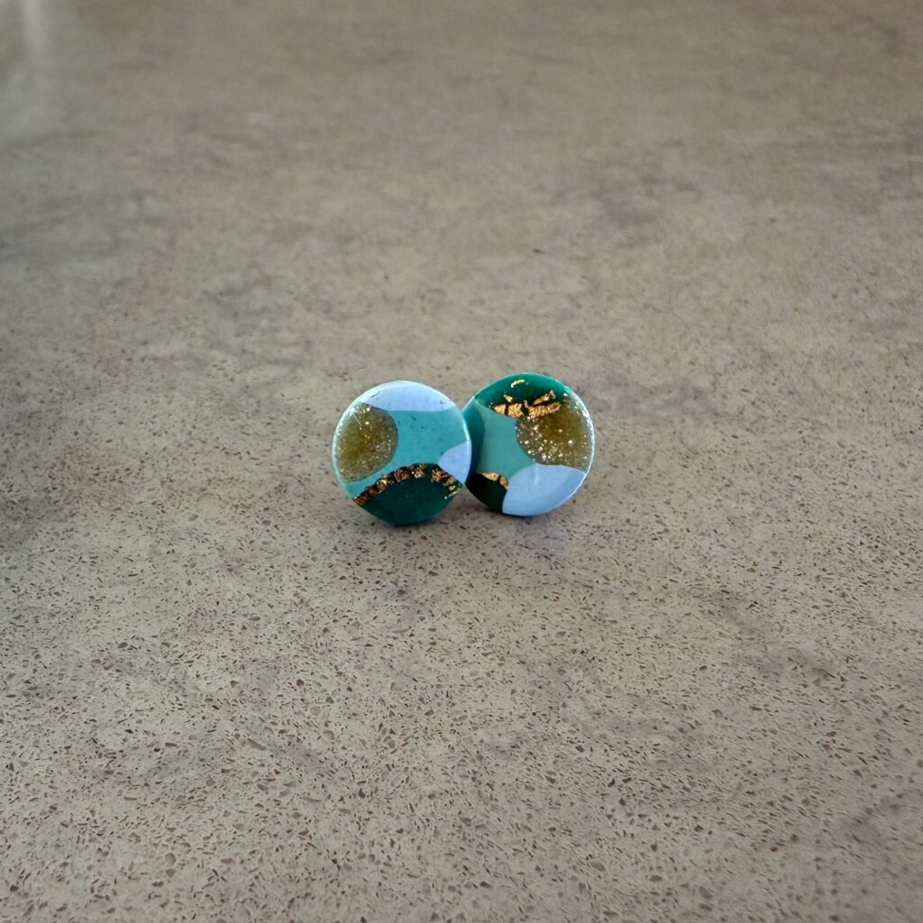 Hoopla Blue Small Round Stud - 2